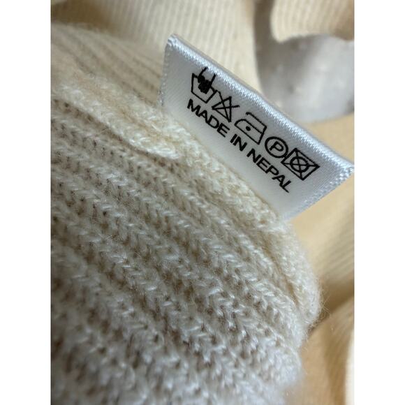 Ryan Roche Cashmere Bodysuit Rib Knit Cream Tie Open Back O/S - Picture 10 of 12